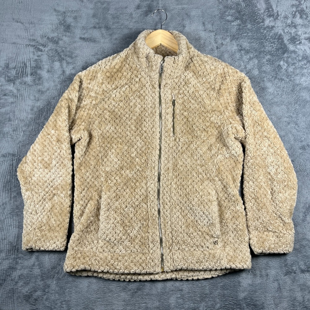 Calvin Klein Jacket Womens Small Beige Honeycomb Sherpa Fleece Full Zip Winter